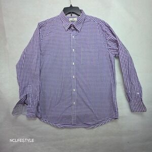 Southern Pines Mens XL Purple Gingham Check Long Sleeve Button Down Shirt 0215